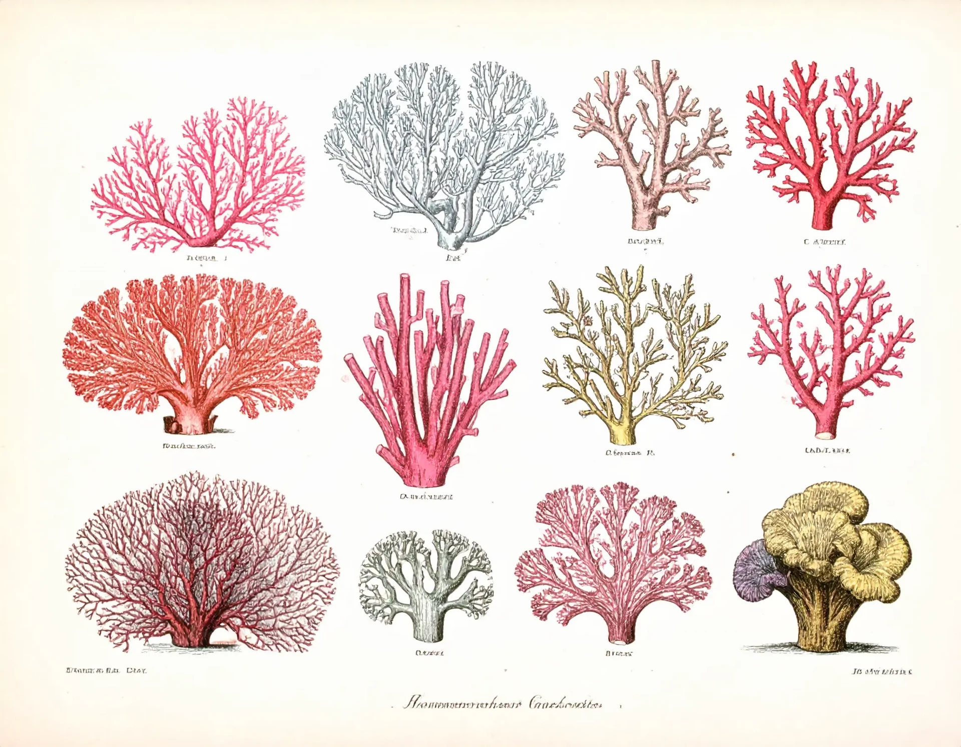 les différentes formes de coraux