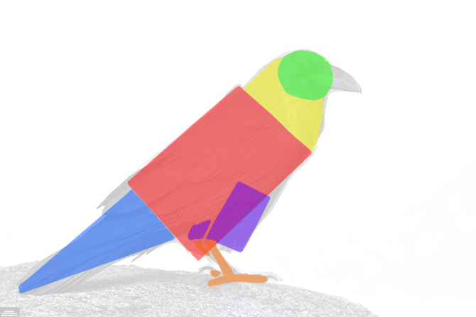 dessiner les pattes d'un corbeau