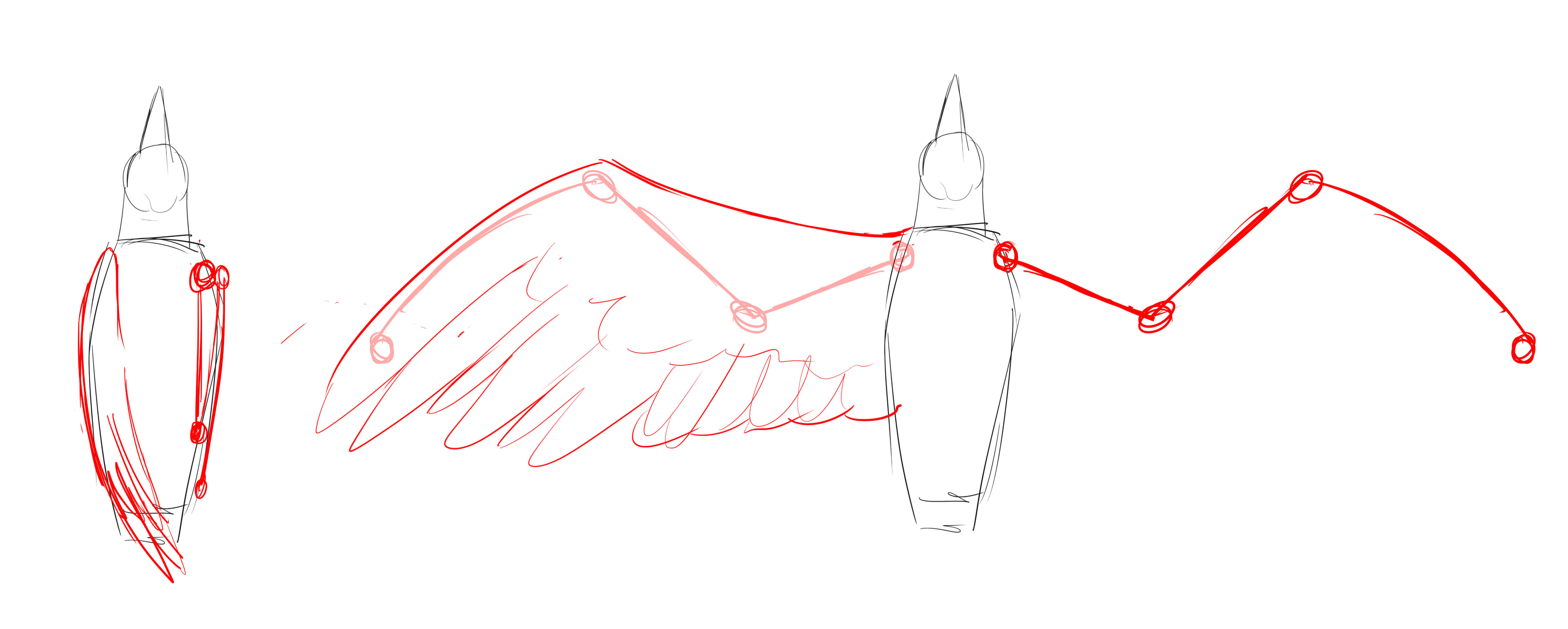 dessiner les détails des ailes d'un corbeau