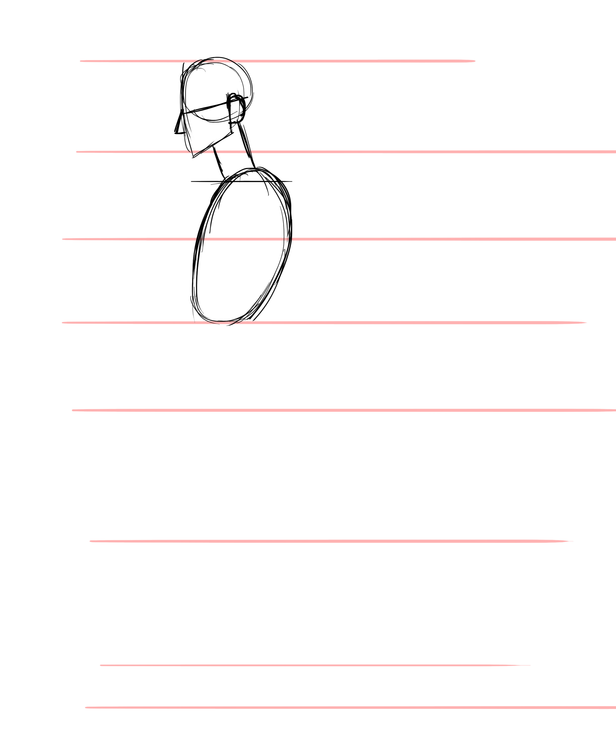 dessiner la cage thoracique d’une femme de profil