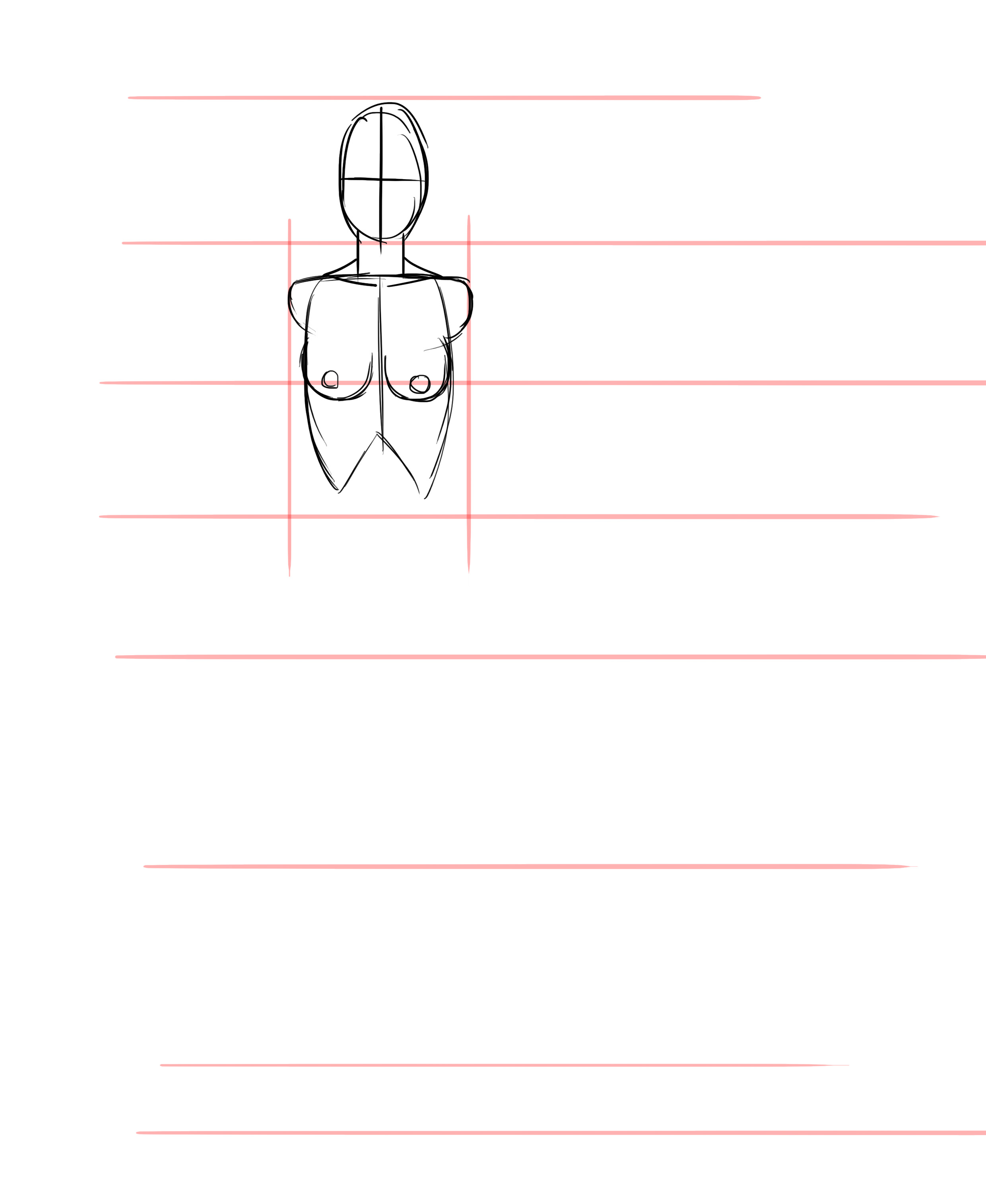 dessiner la poitrine d’une femme de face