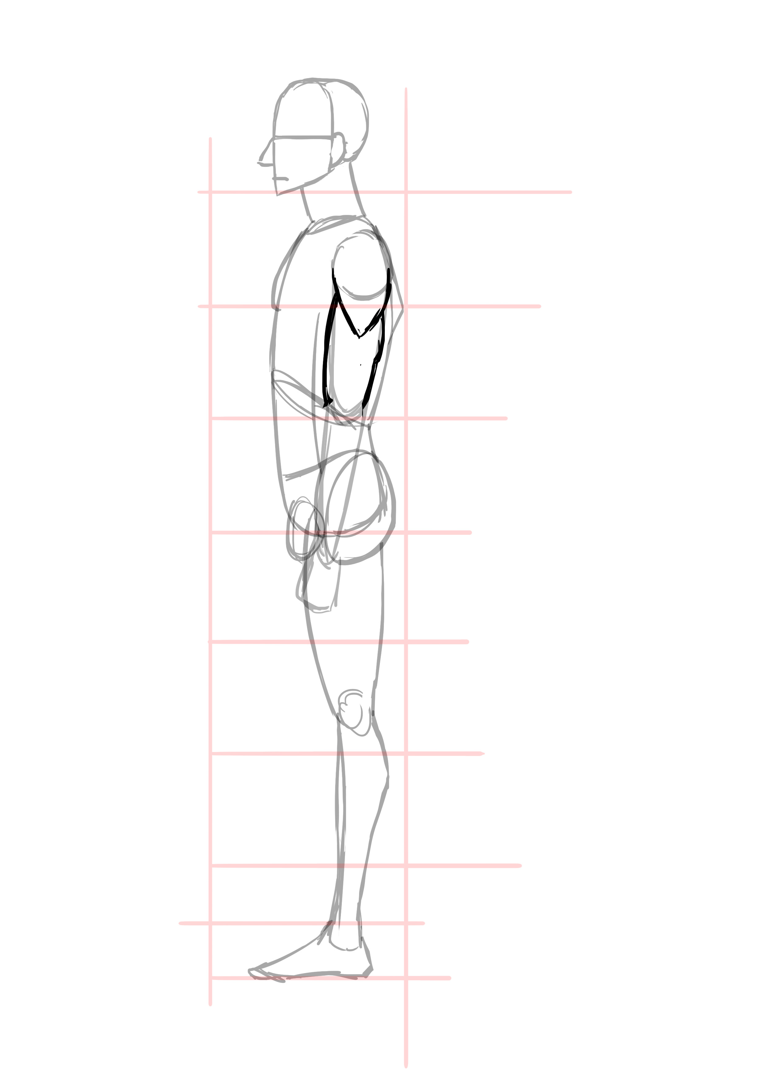 draw a man's arms from a 3/4 profile