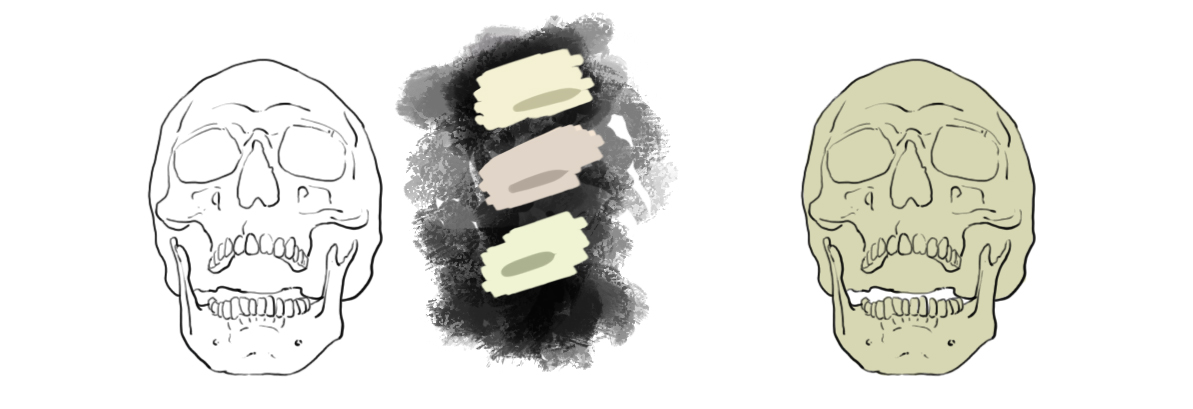 choix de la couleur à appliquer sur le dessin de crâne