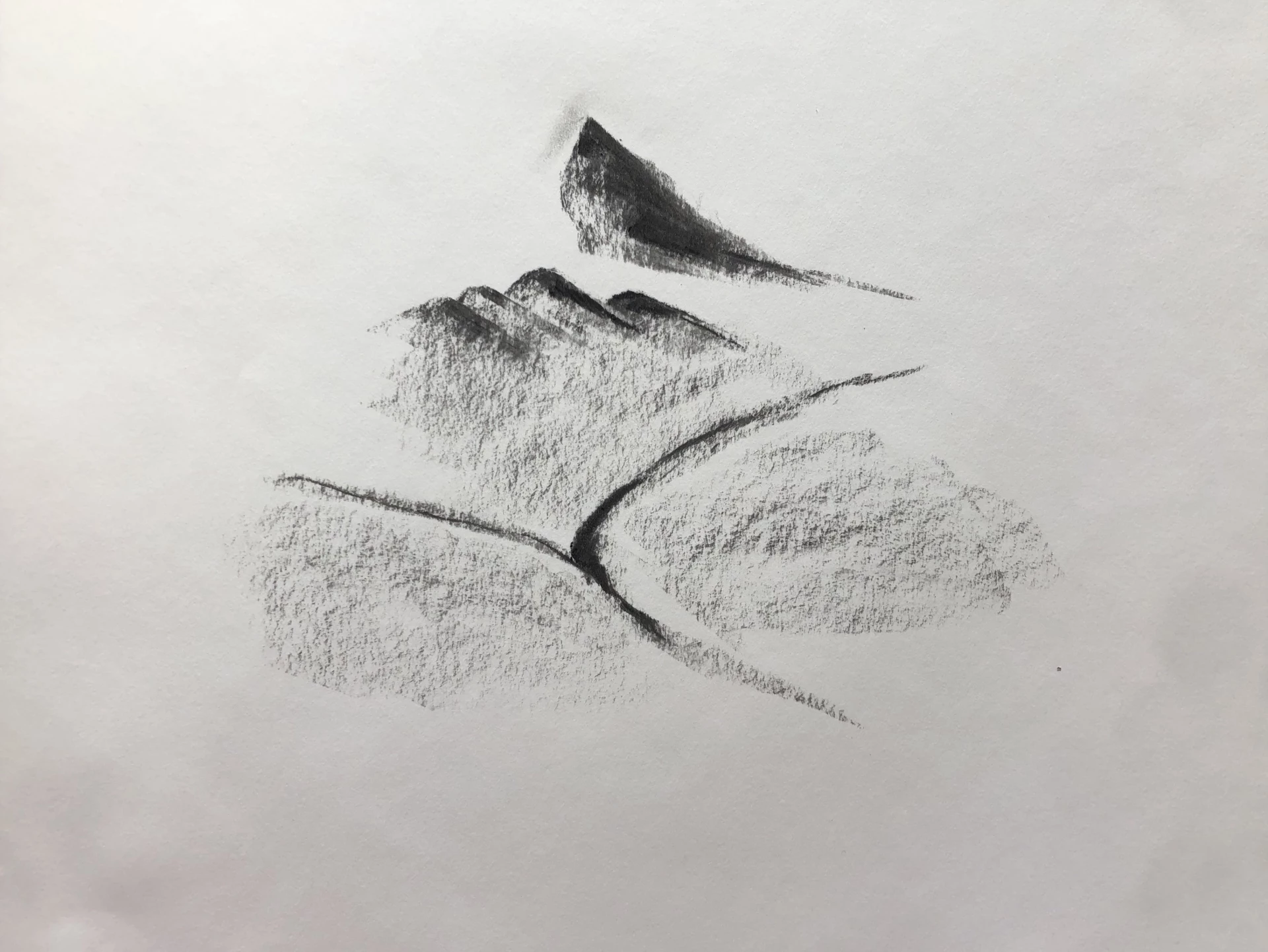 dessiner les ombres d’un paysage au fusain
