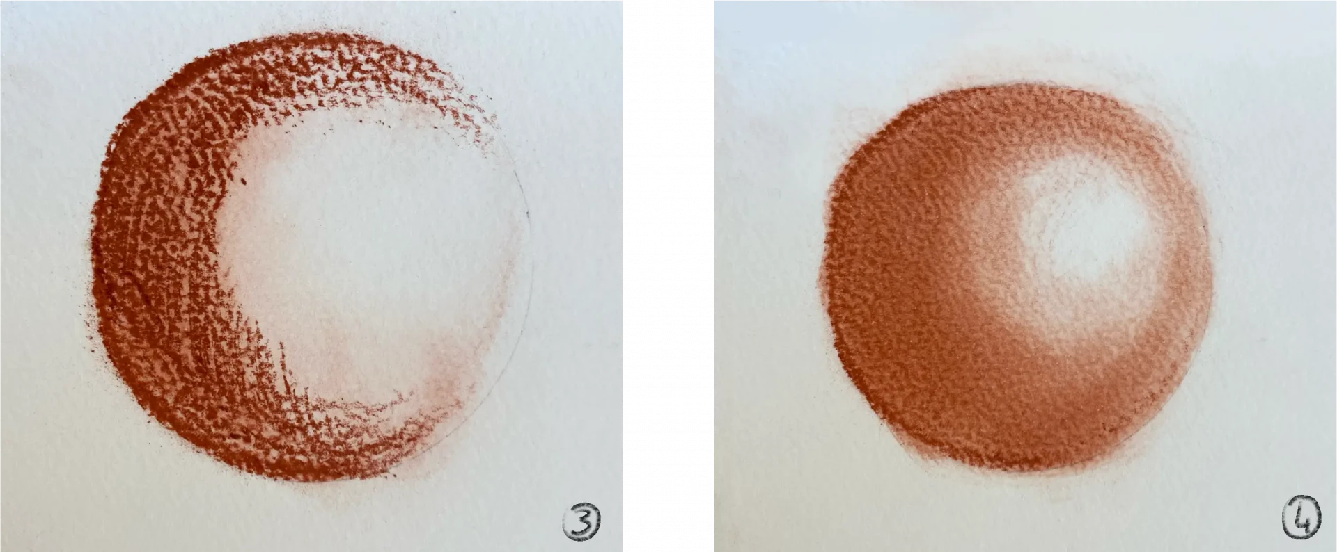 dessiner les ombres d’une sphère à la sanguine