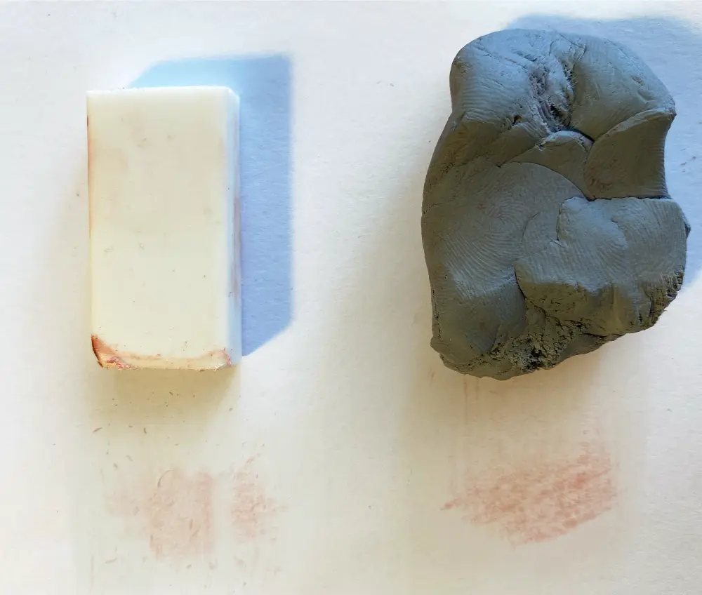 les différentes gommes pour dessiner à la sanguine