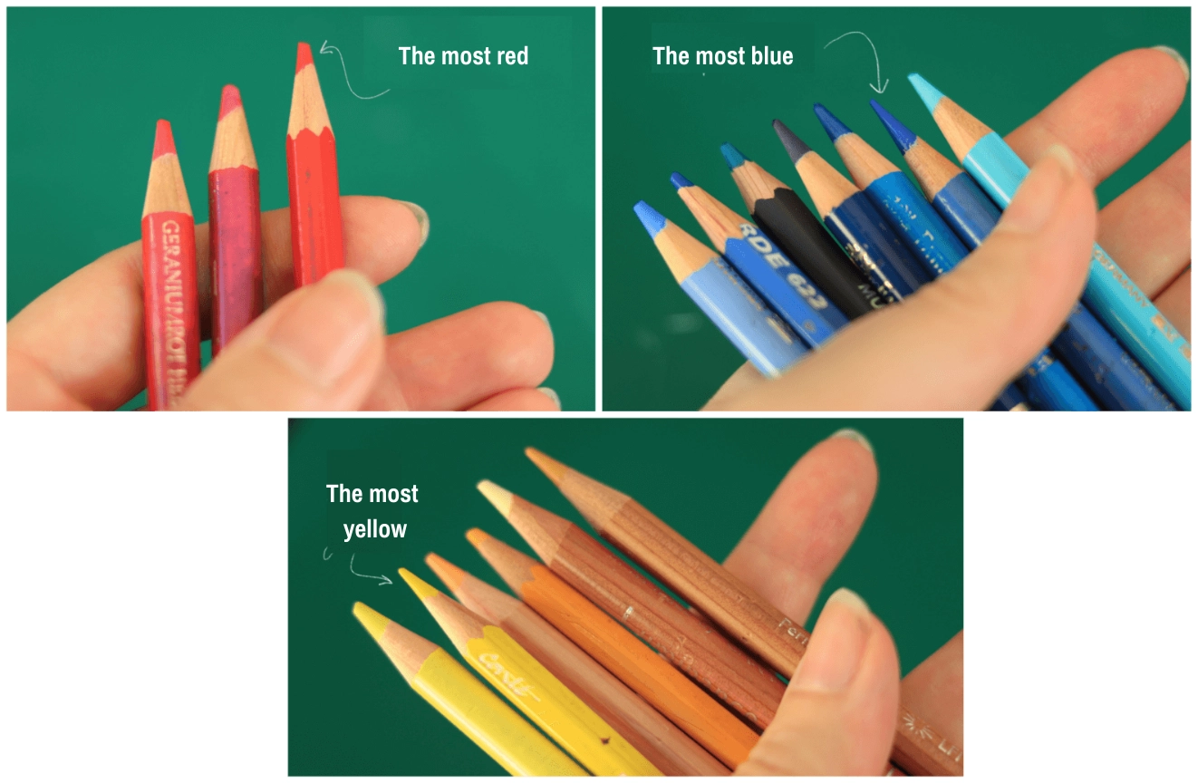 image of different colored pencils for creating a gradient 2