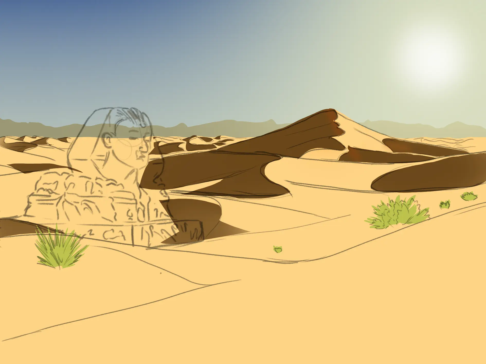 dessiner les dunes d’un désert