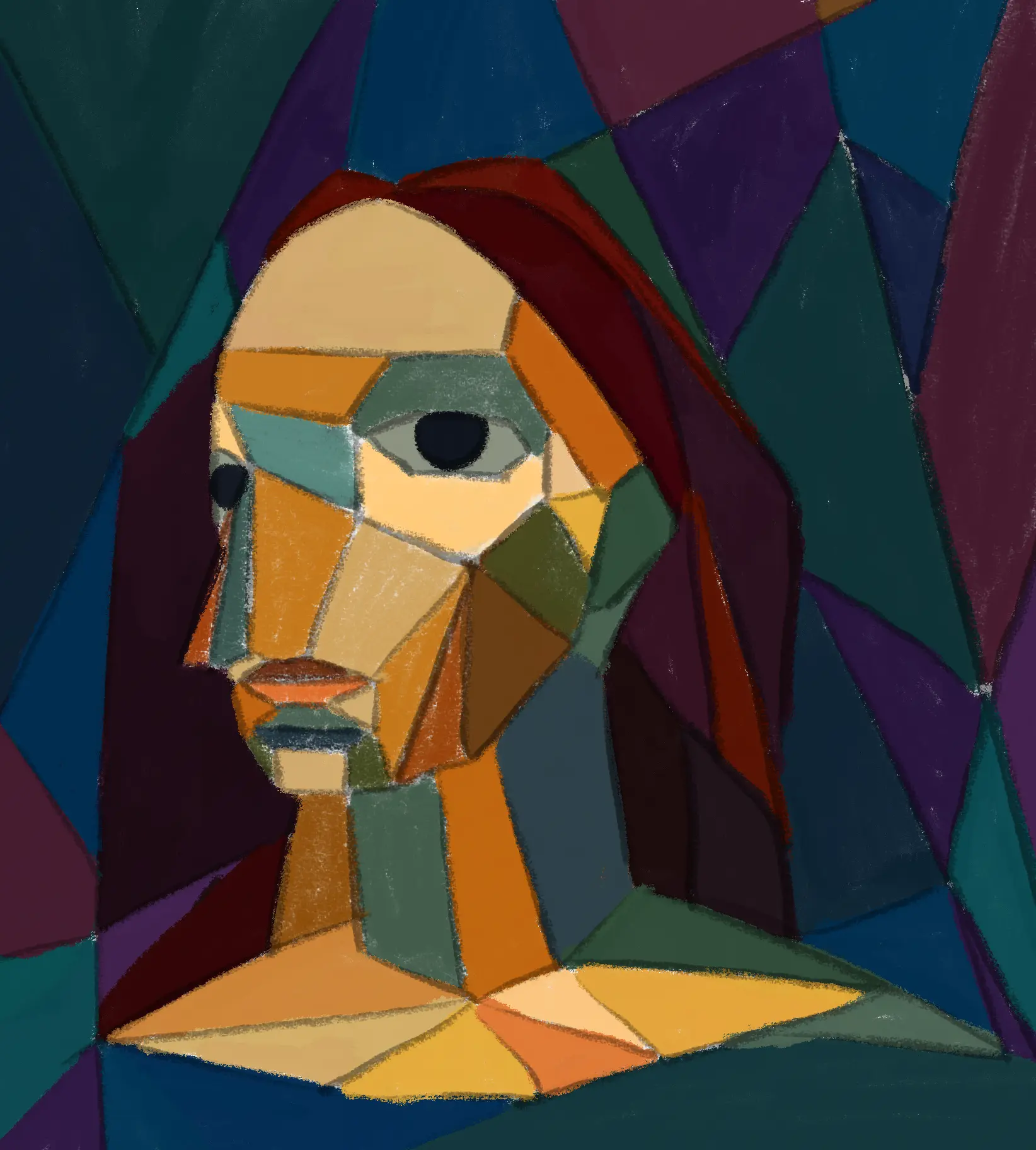 die Farben einer kubistischen Zeichnung zeichnen