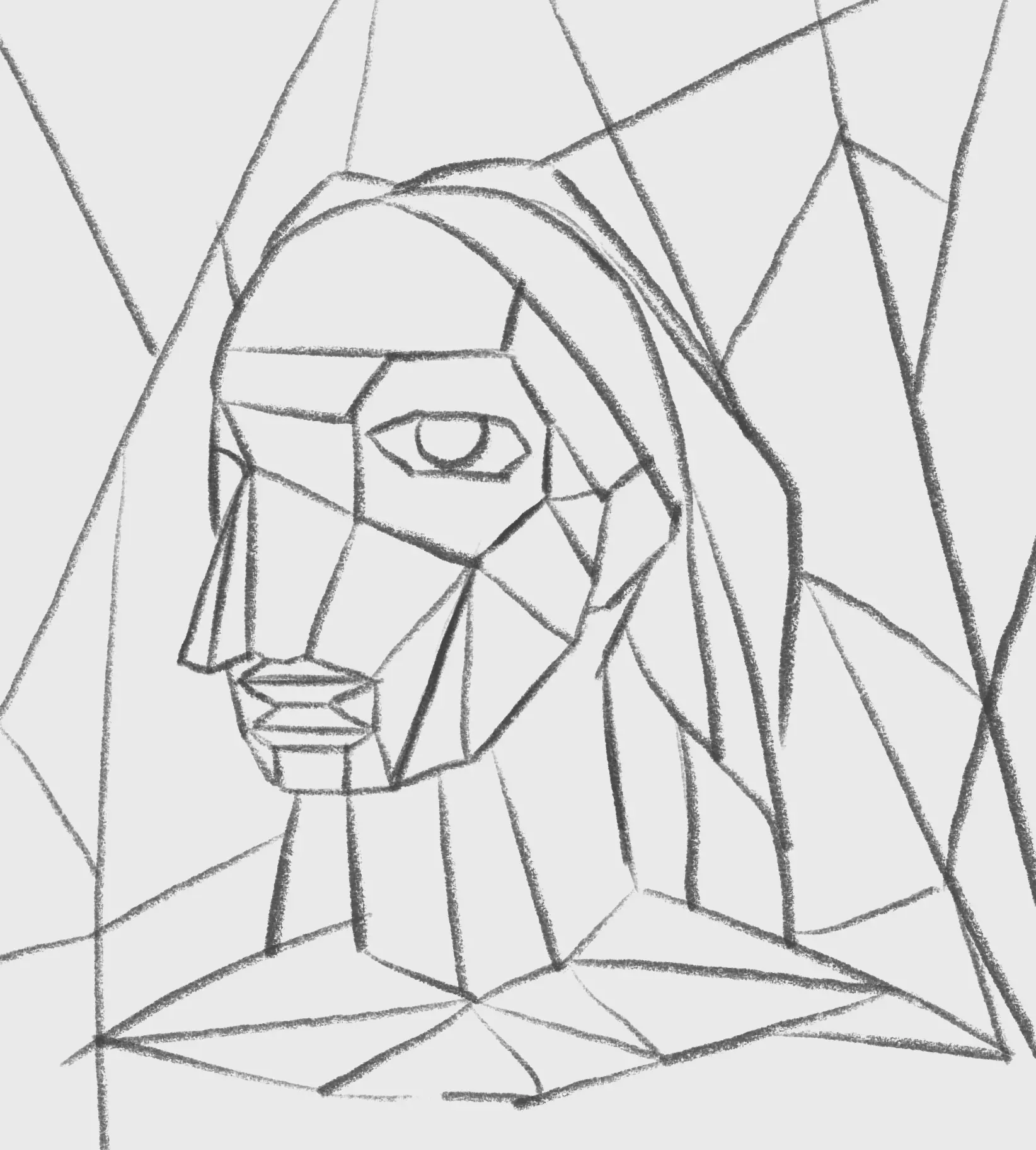 die Details einer kubistischen Zeichnung zeichnen