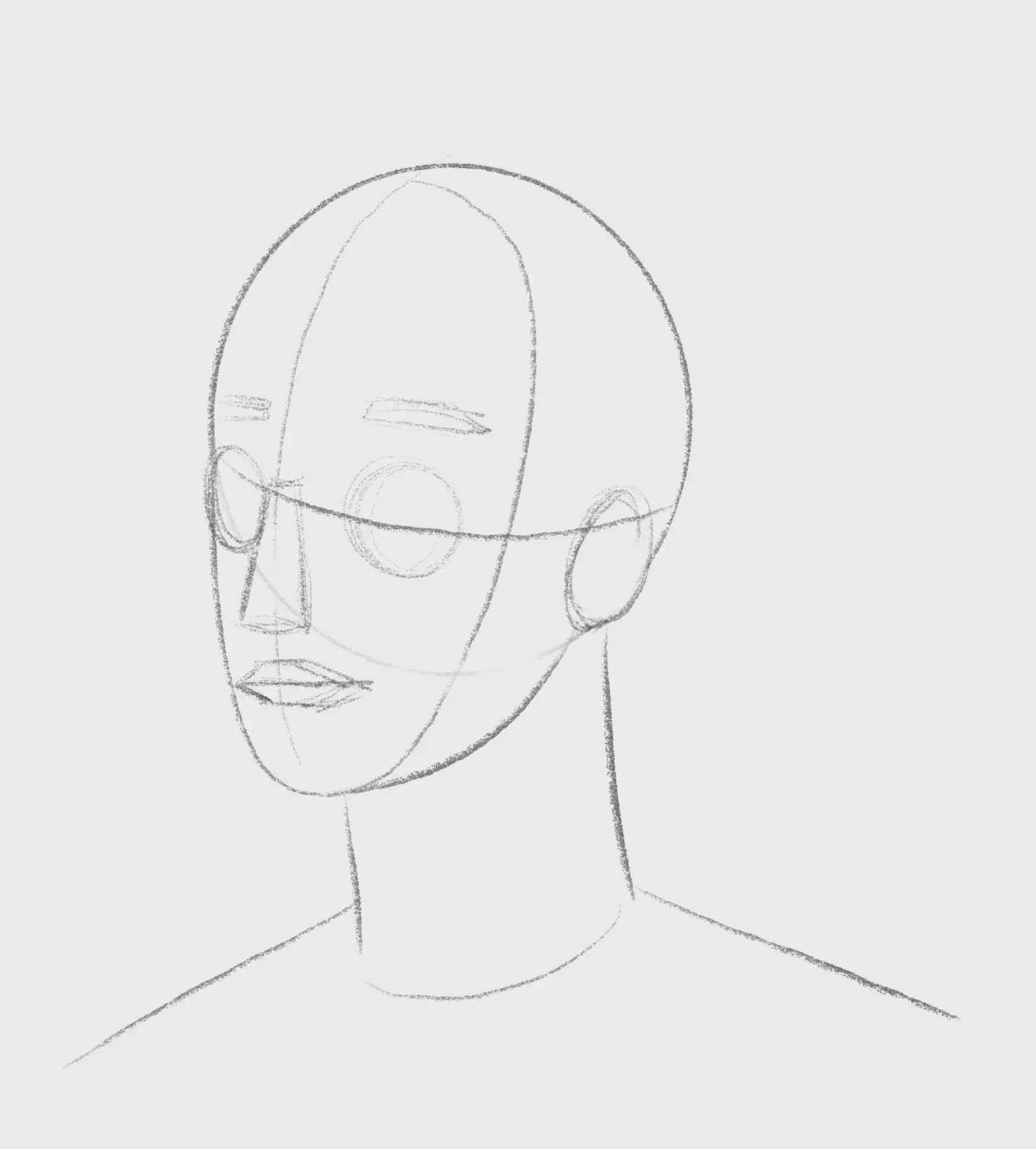 die Formen einer kubistischen Zeichnung zeichnen