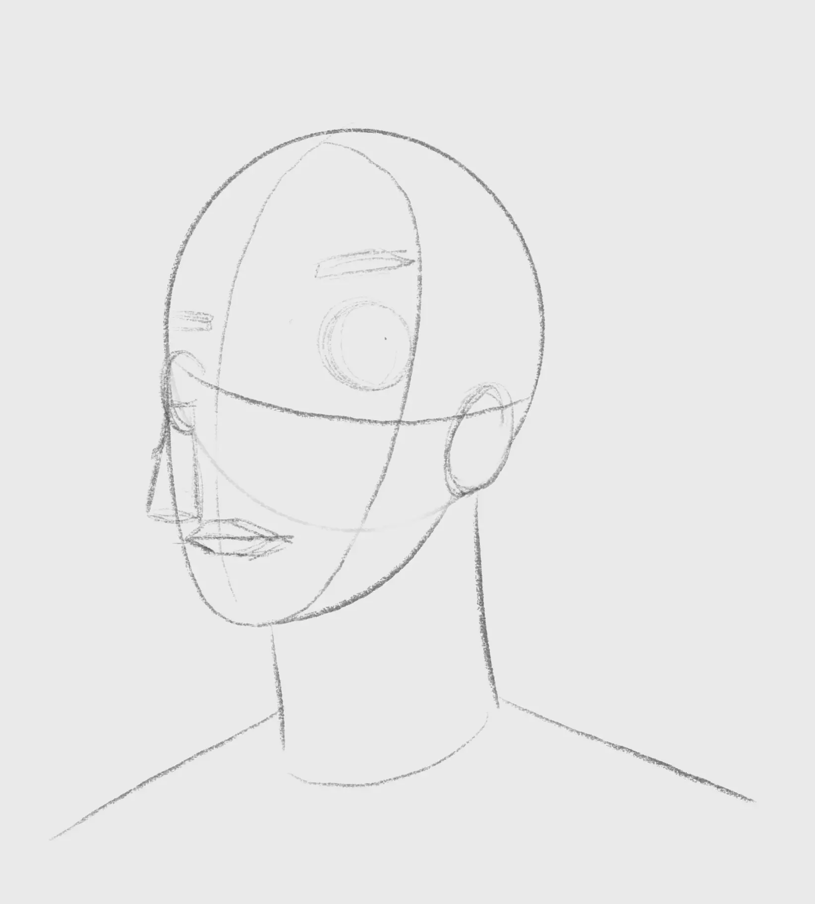 die Nase einer kubistischen Zeichnung zeichnen