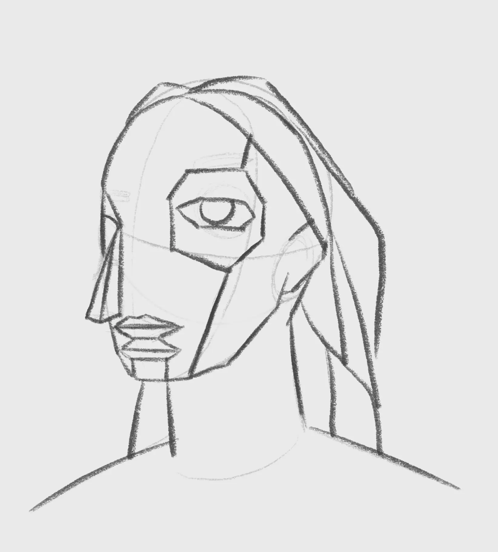 das Profil einer kubistischen Zeichnung zeichnen