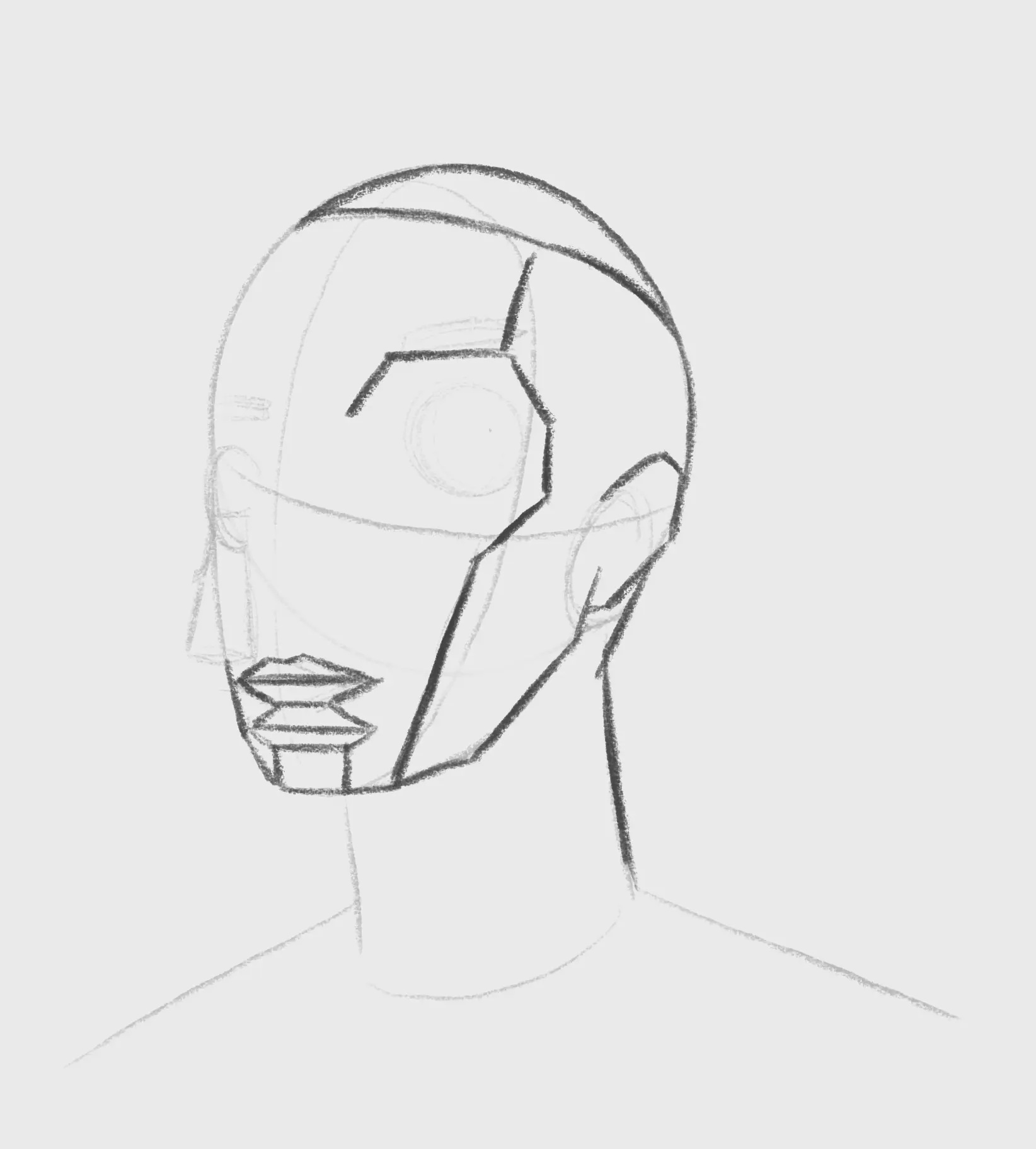 den Kopf einer kubistischen Zeichnung zeichnen