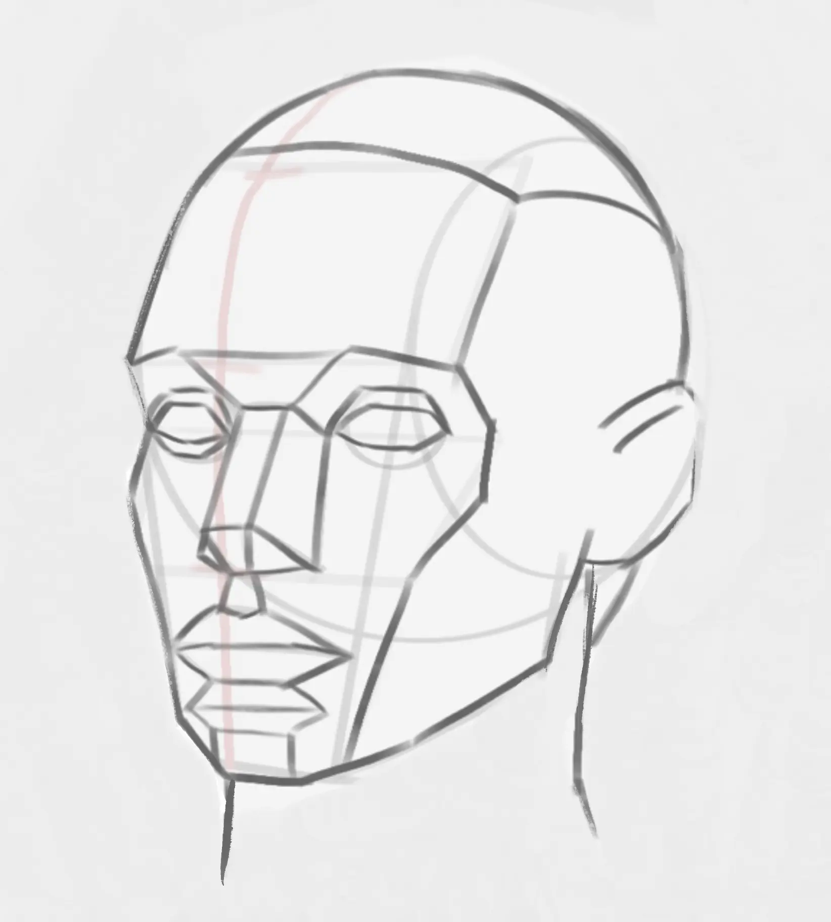 die Augen einer kubistischen Zeichnung zeichnen