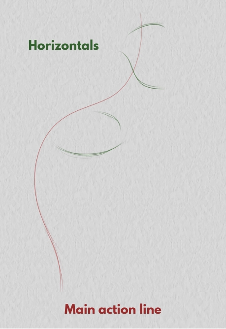 drawing horizontal lines of a pose