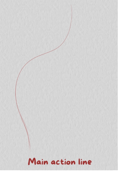 drawing the main action line of a pose