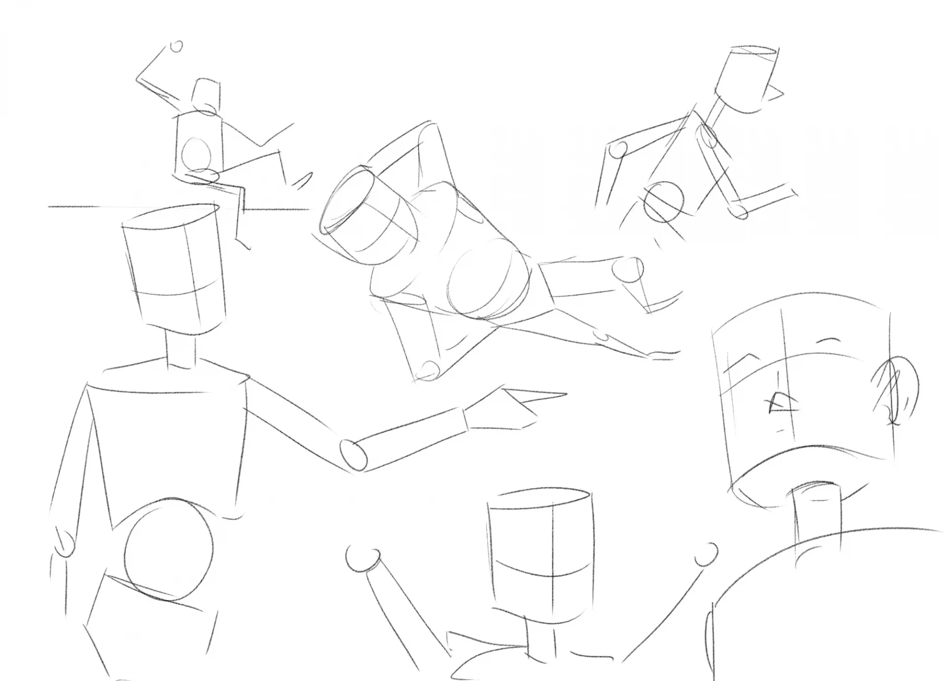 dessiner plusieurs poses de personnages d’après imagination 