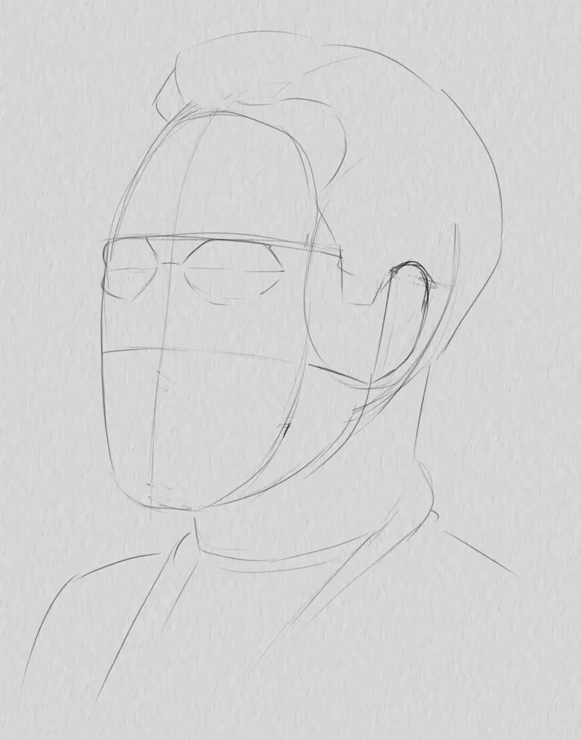 dessiner la ligne du bas du nez du portrait d’un homme