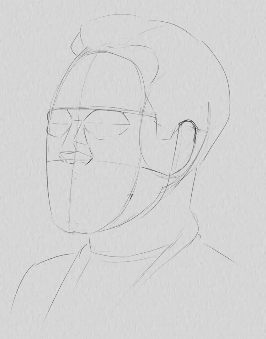 dessiner le nez du portrait d’un homme