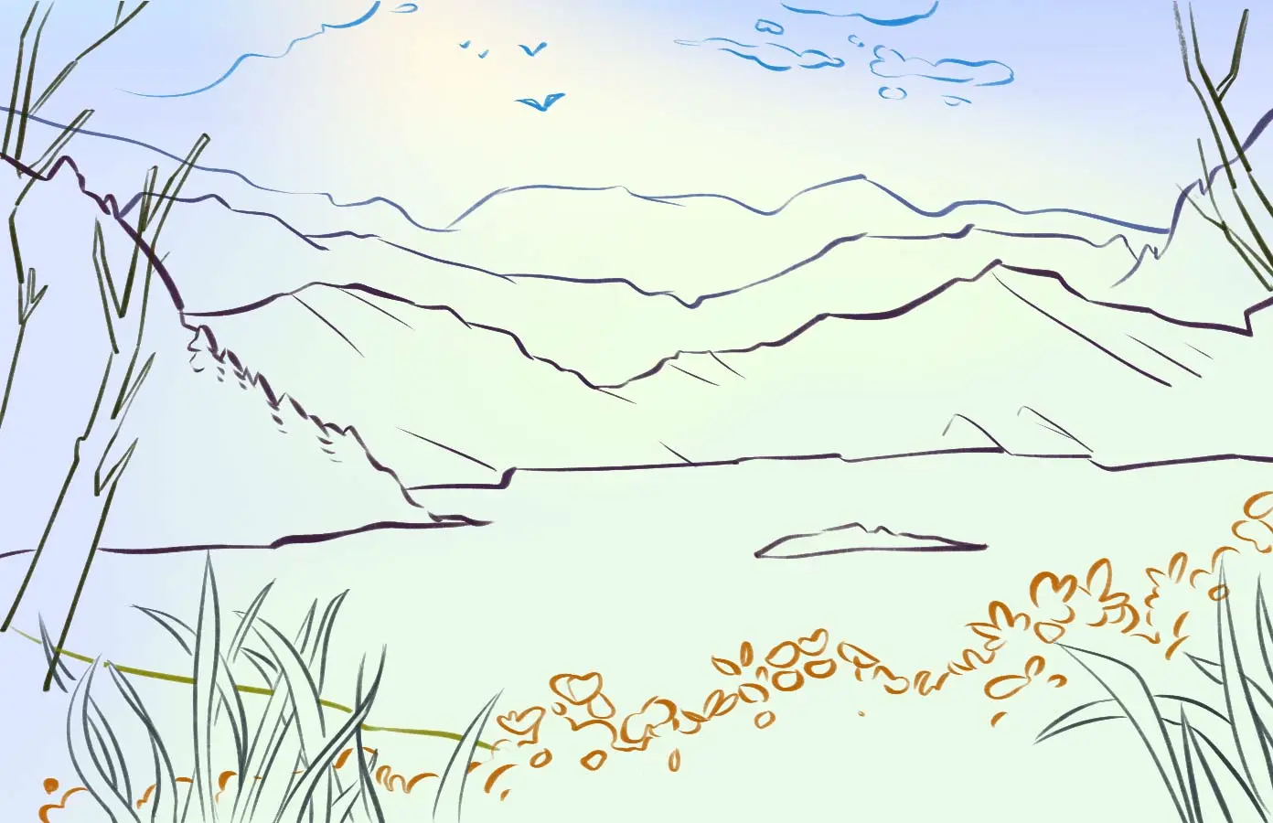 dessin du ciel d’un paysage