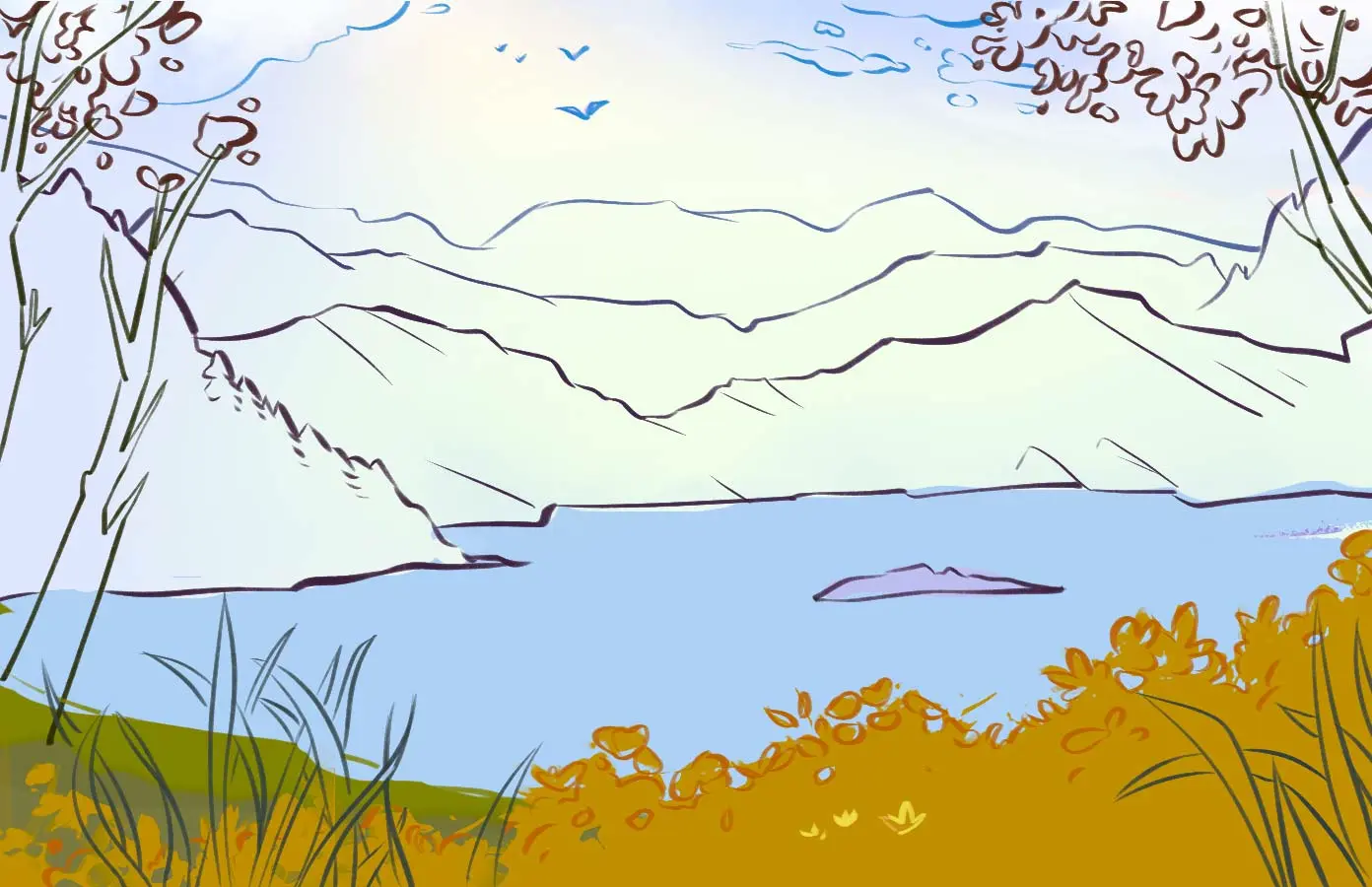 dessin des couleurs d’un paysage