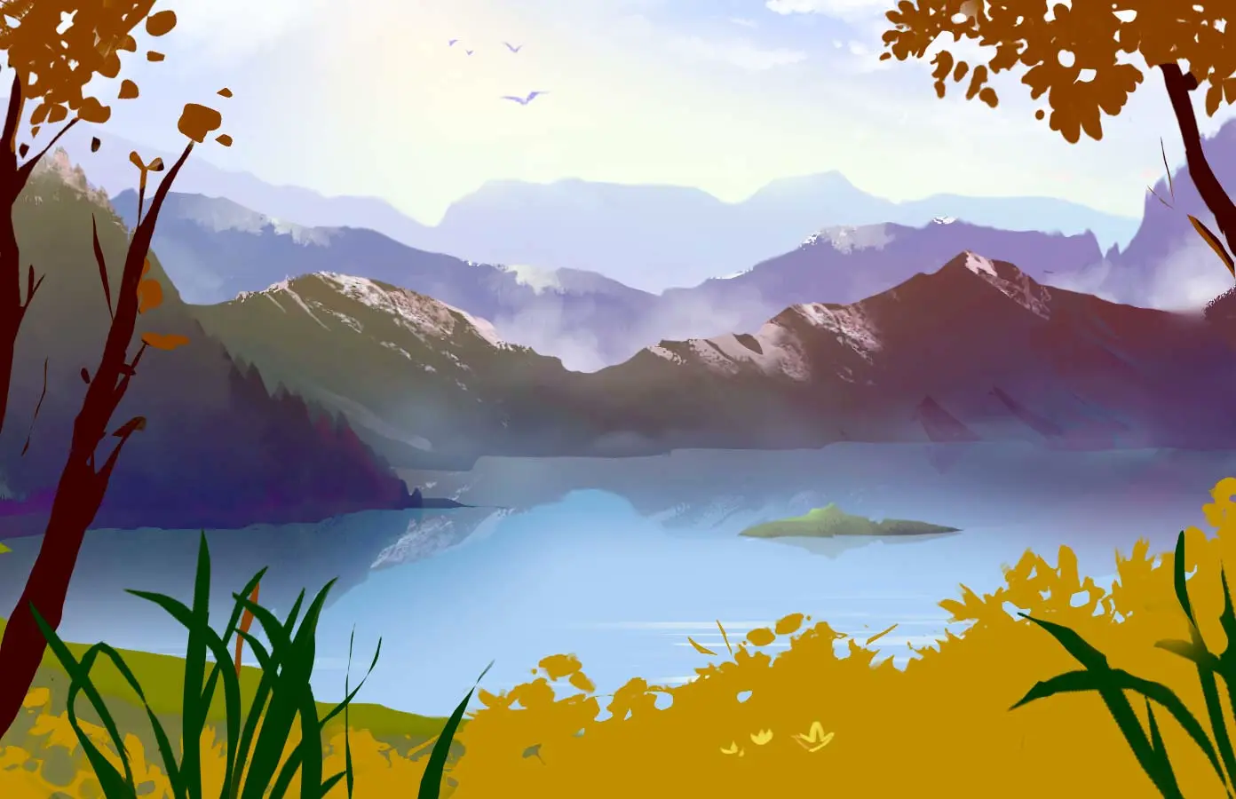 dessin des nuages d’un paysage