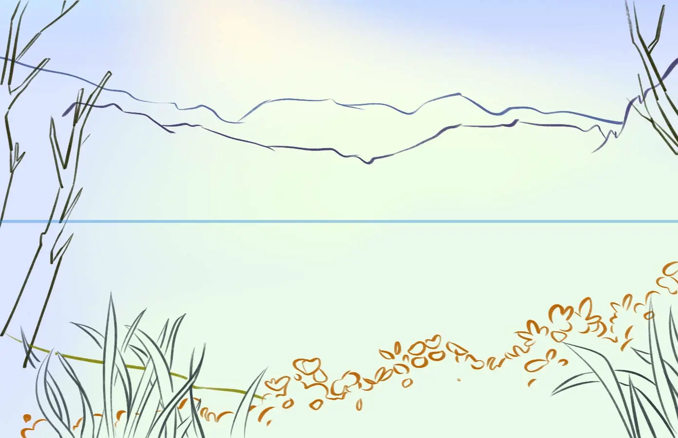 dessin des sommets d’un paysage