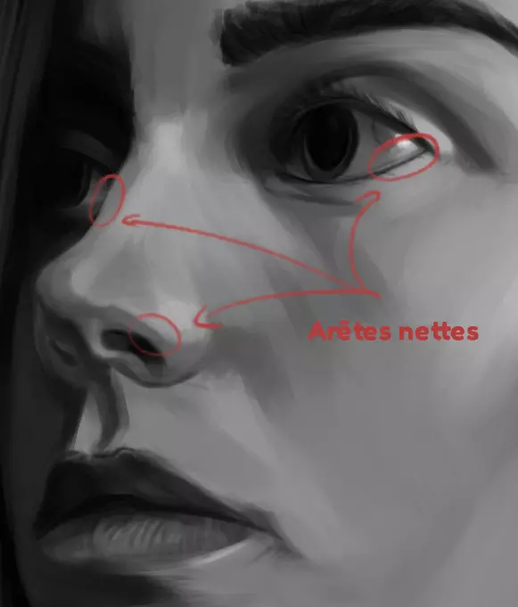 dessin des arêtes d’un portrait réaliste