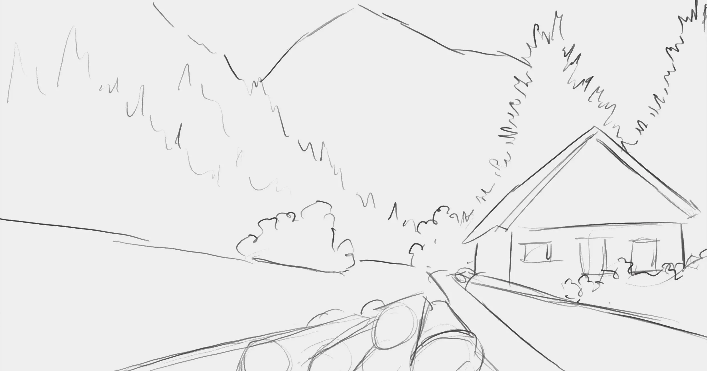 dessiner la base d’un paysage réalisé sur le vif