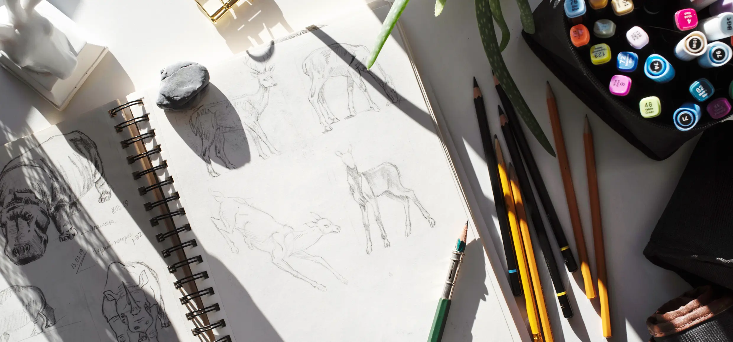 le matériel pour dessiner sur le vif