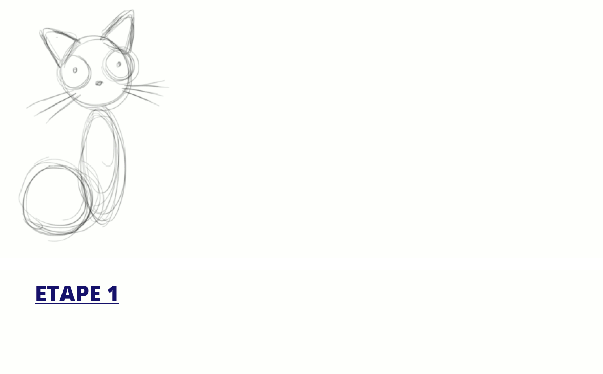 Dessiner un chat noir facilement, étape 2