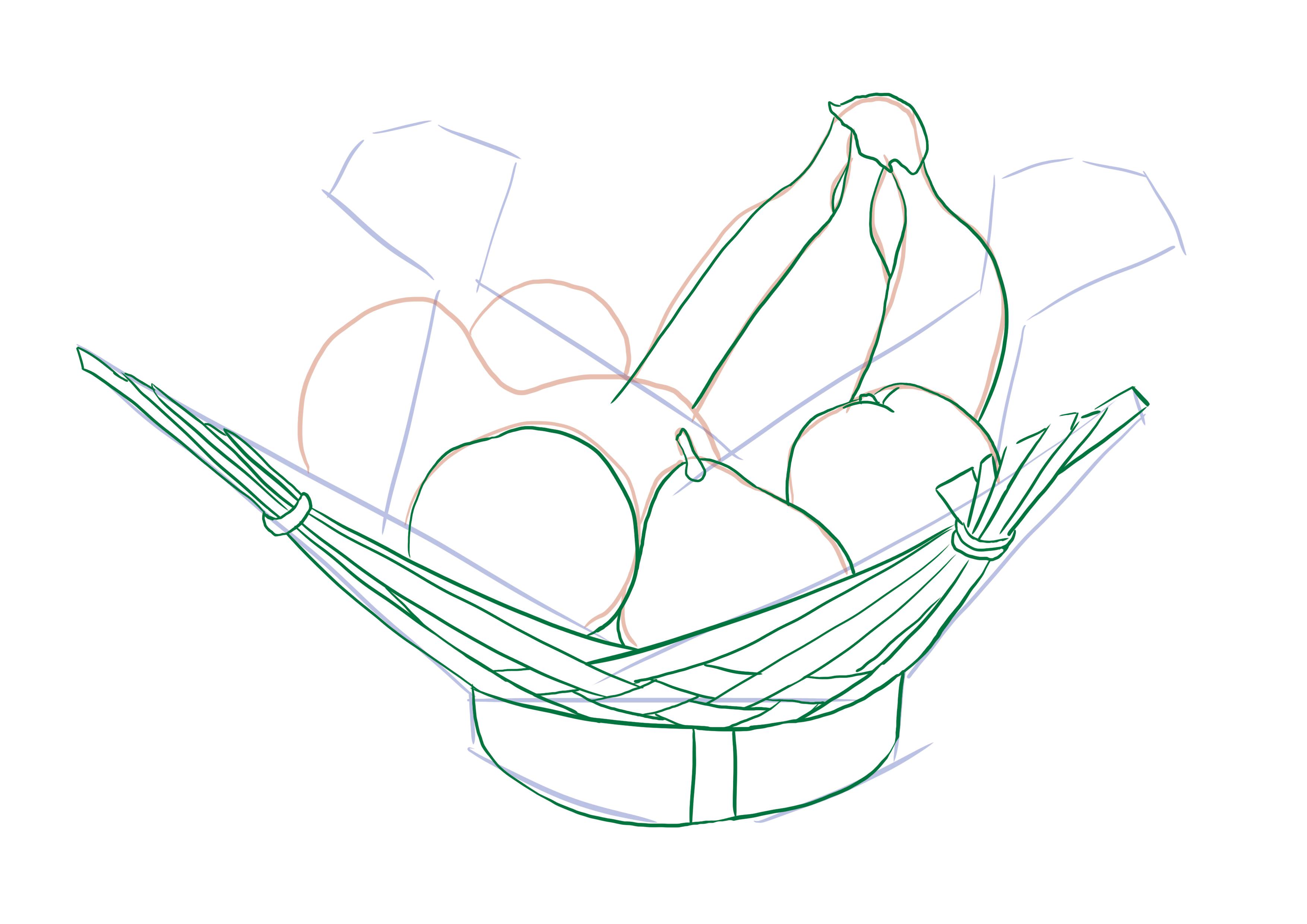 dessiner la corbeille avec les bananes