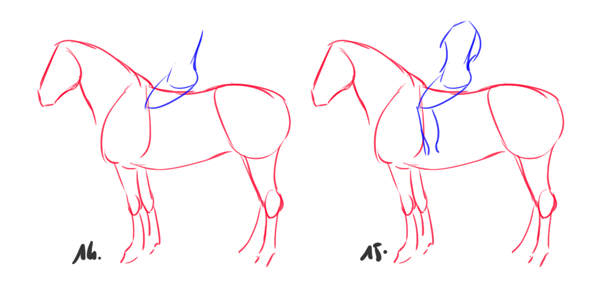 croquis difficile du cheval et du cavalier-2