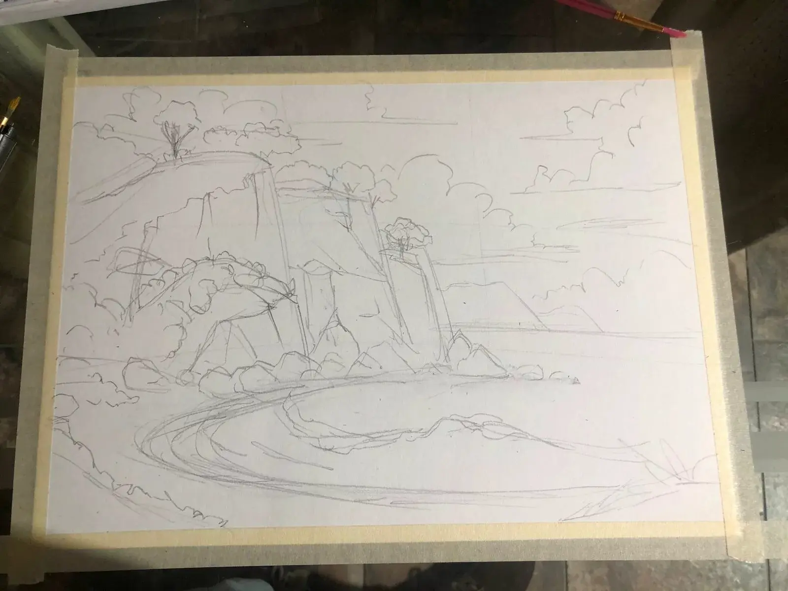 dessiner le croquis d’un paysage à l’acrylique