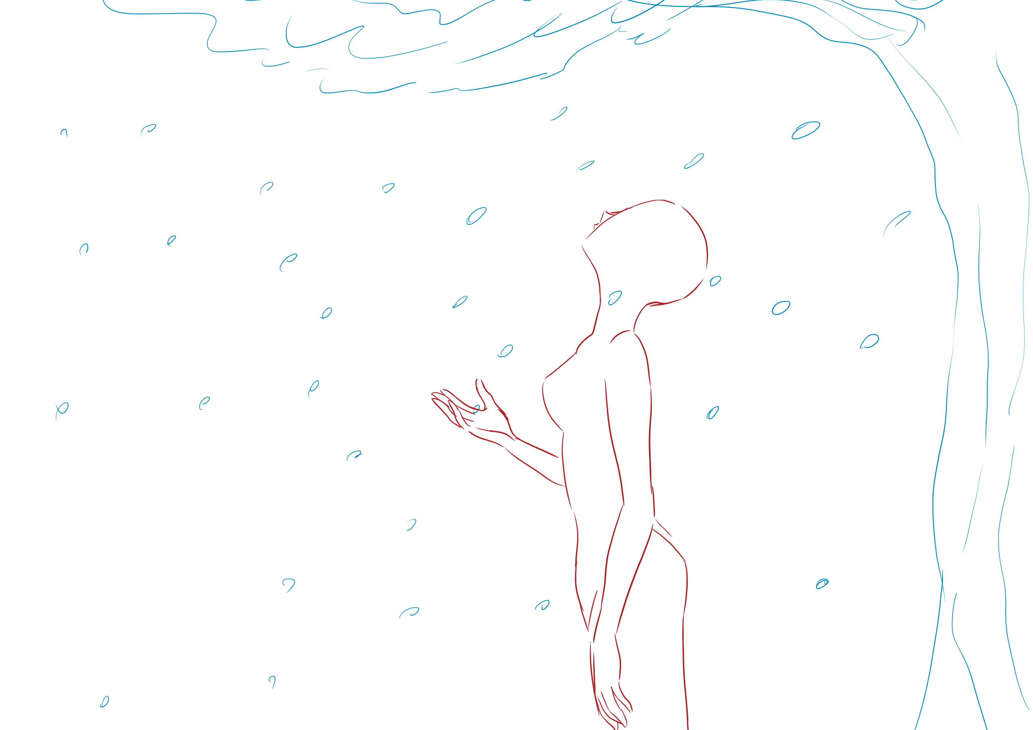 croquis d’une fille triste