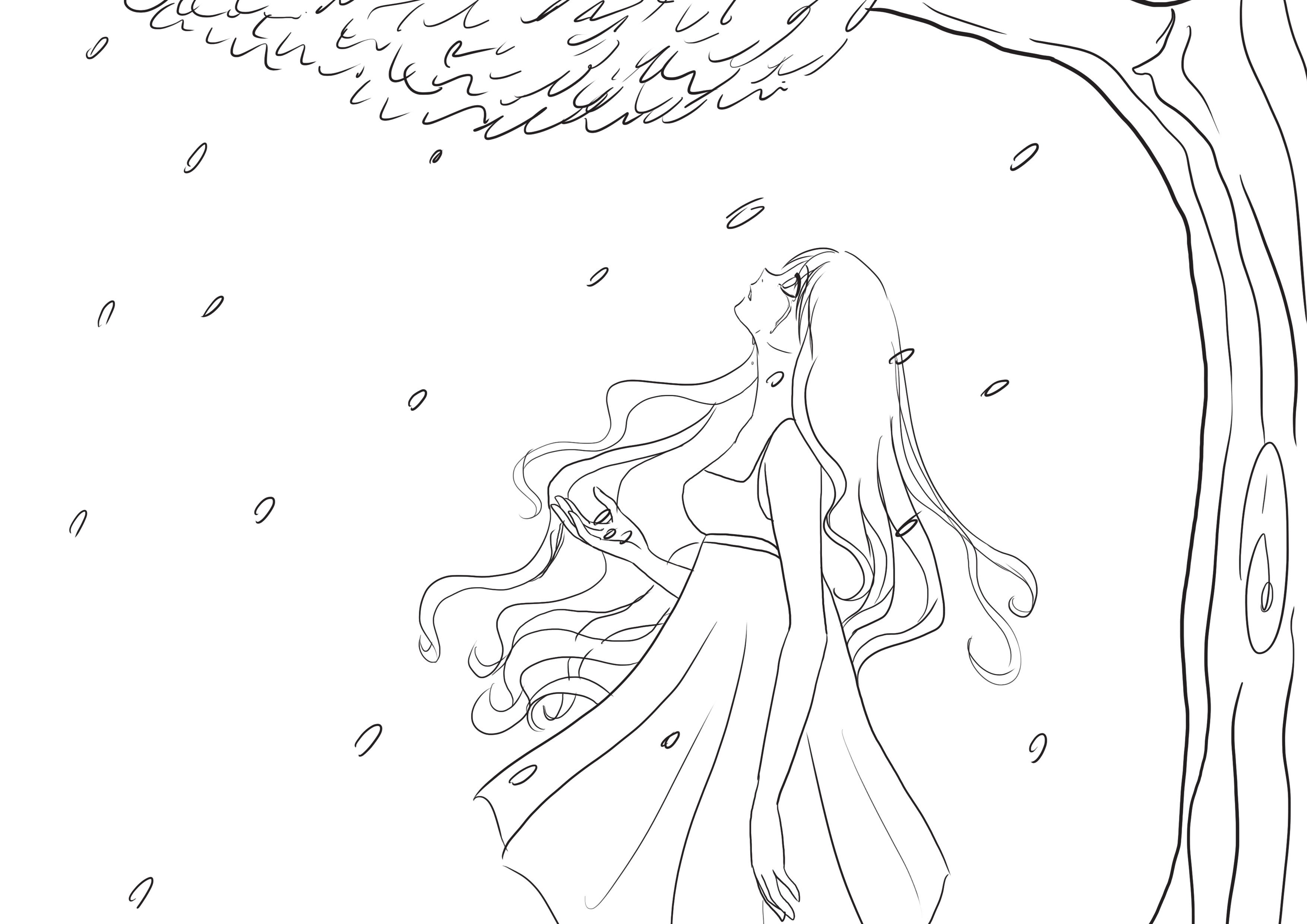 détails du dessin de fille triste 2