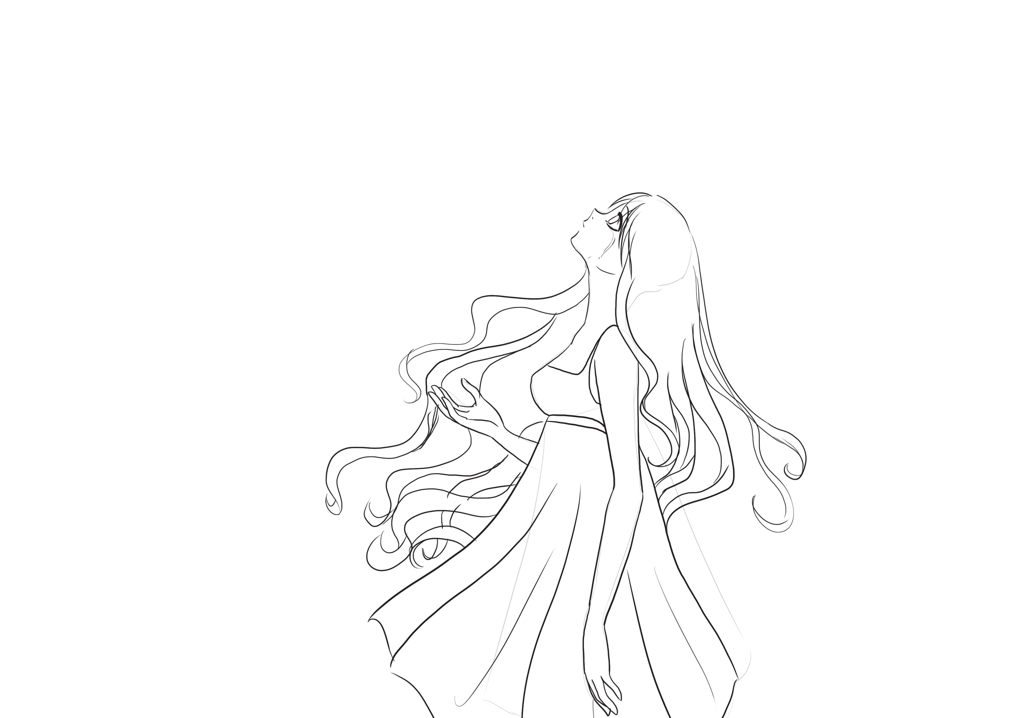 détails du dessin de fille triste