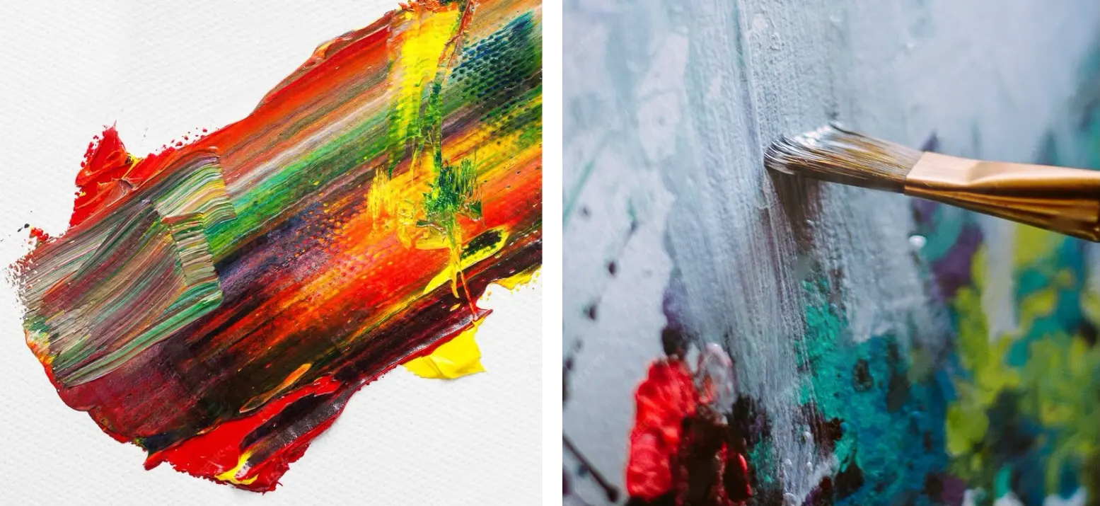 la différence de mélange de couleurs entre l’acrylique et l’huile