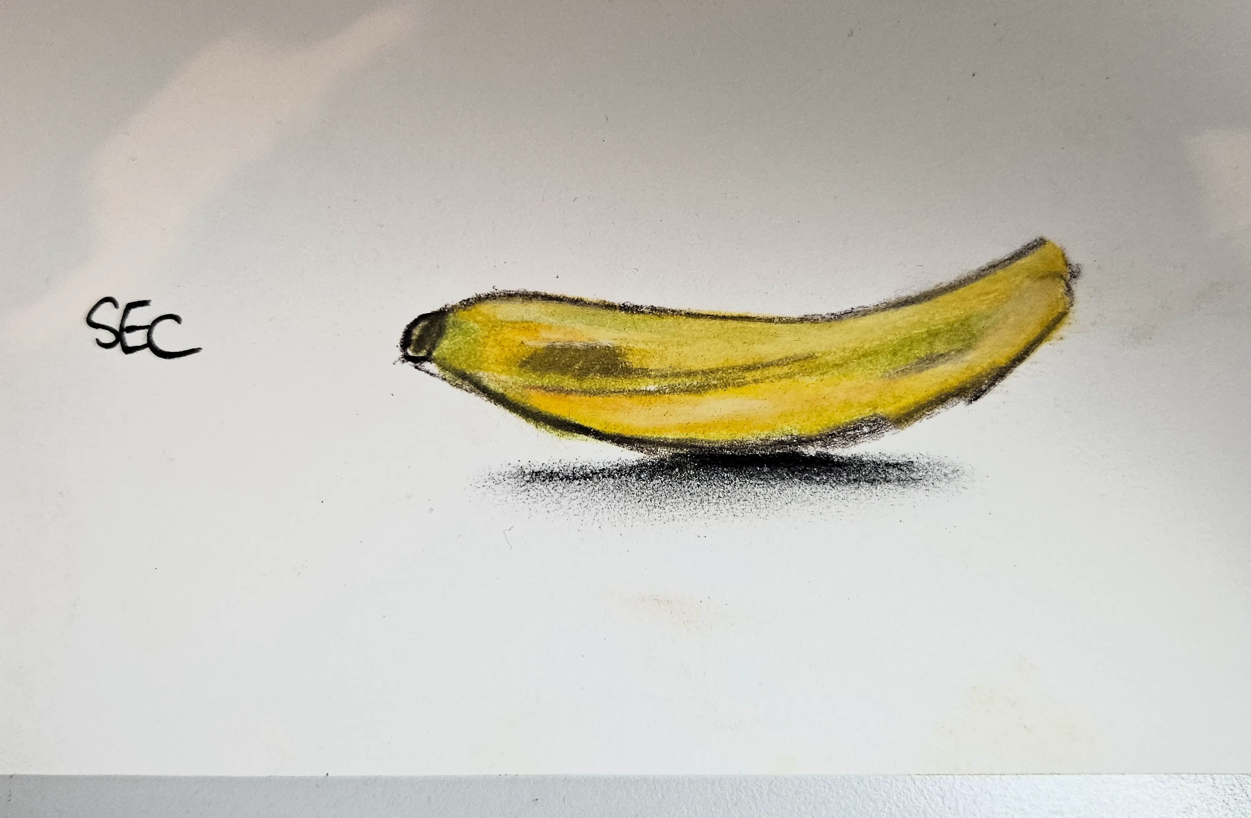 dessin d’une banane au pastel sec