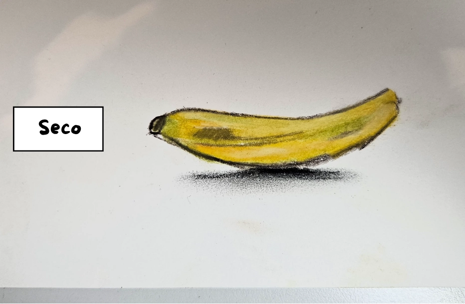 dibujo de un plátano al pastel seco