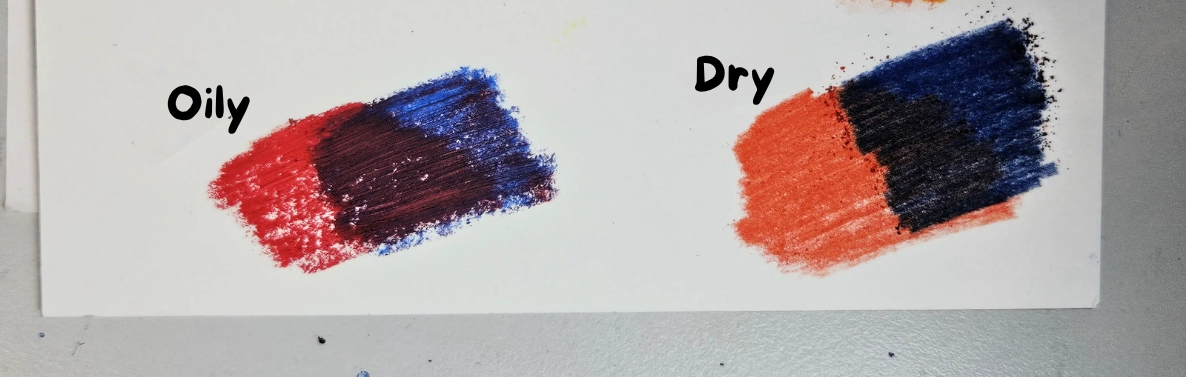 the differences in layering between dry pastel and oil pastel