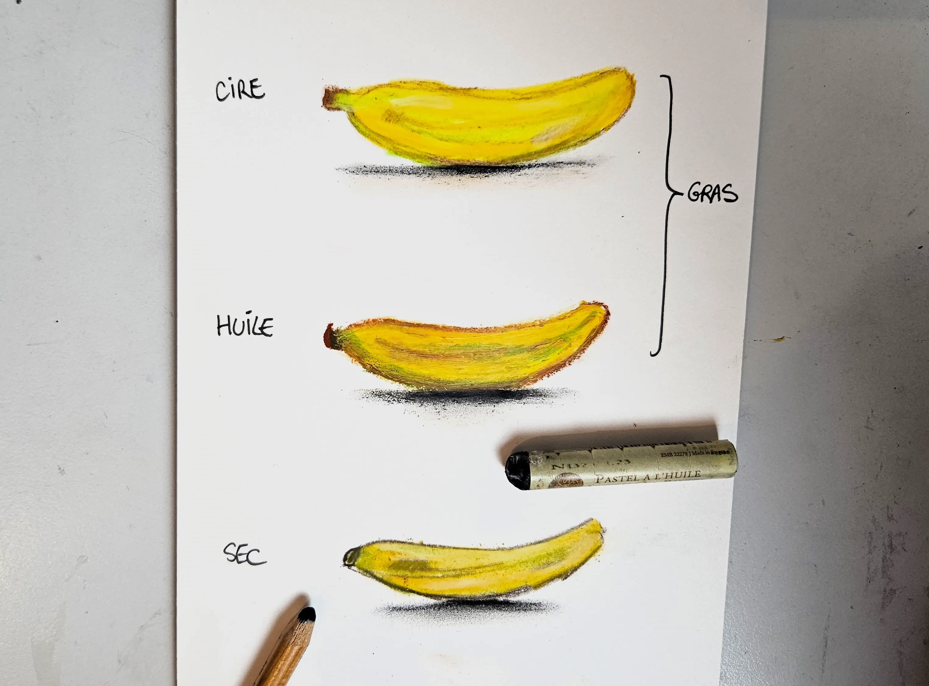 les différences entre les pastels secs et les pastels gras