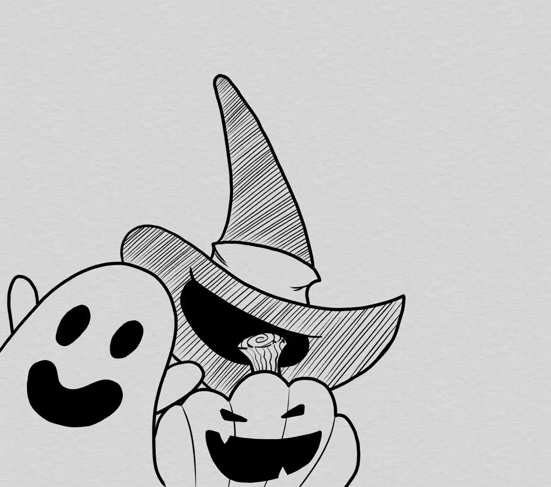 dessin du chapeau d’une sorcière en doodle art