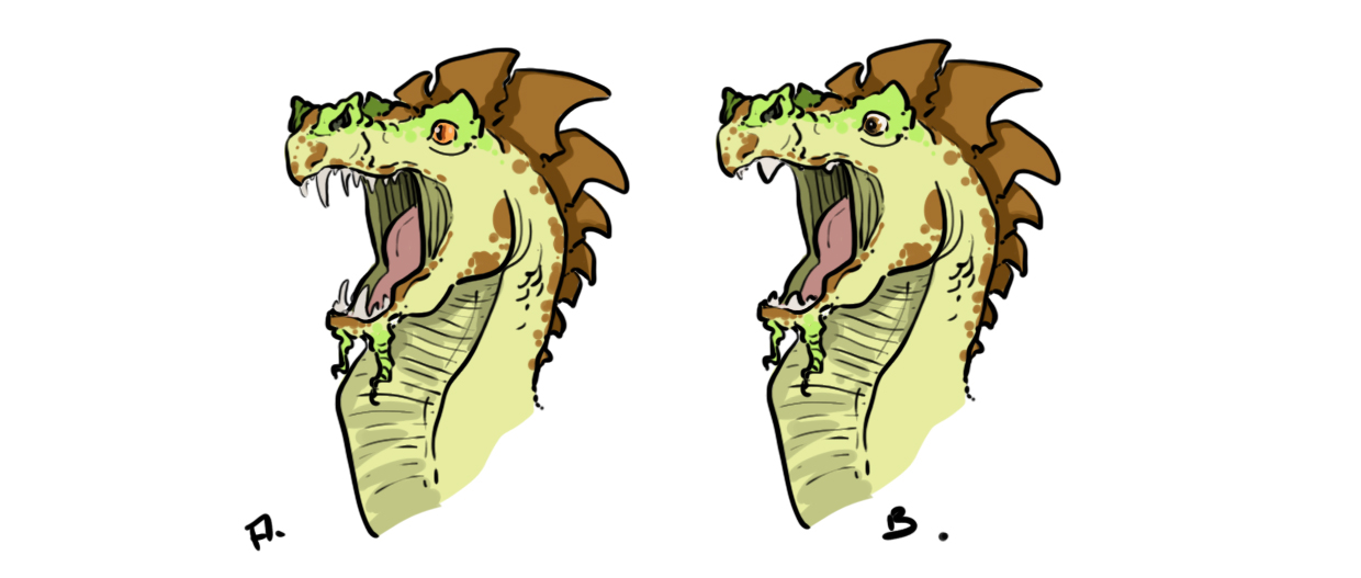 dessiner les dents et les yeux du dragon