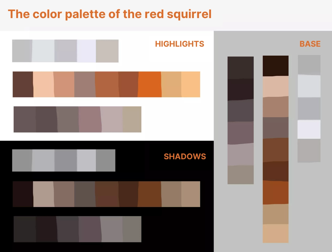 the squirrel's color palette