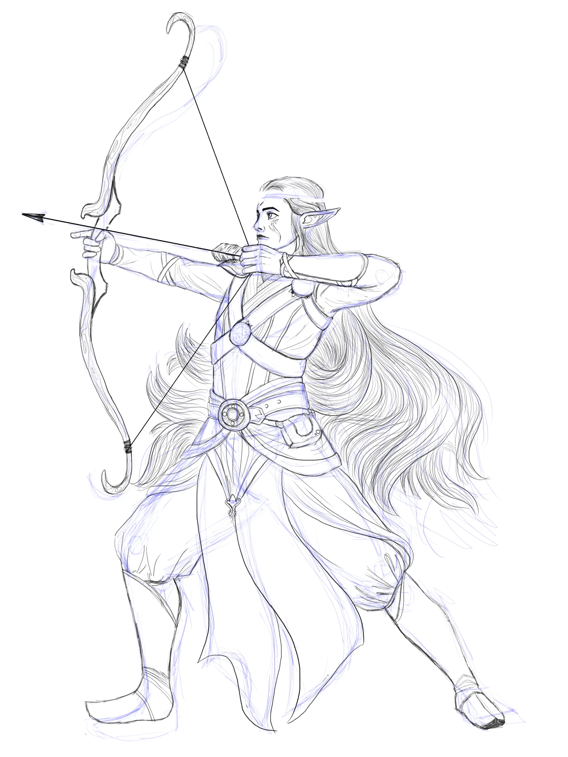 dessiner les détails du costume d’un elfe