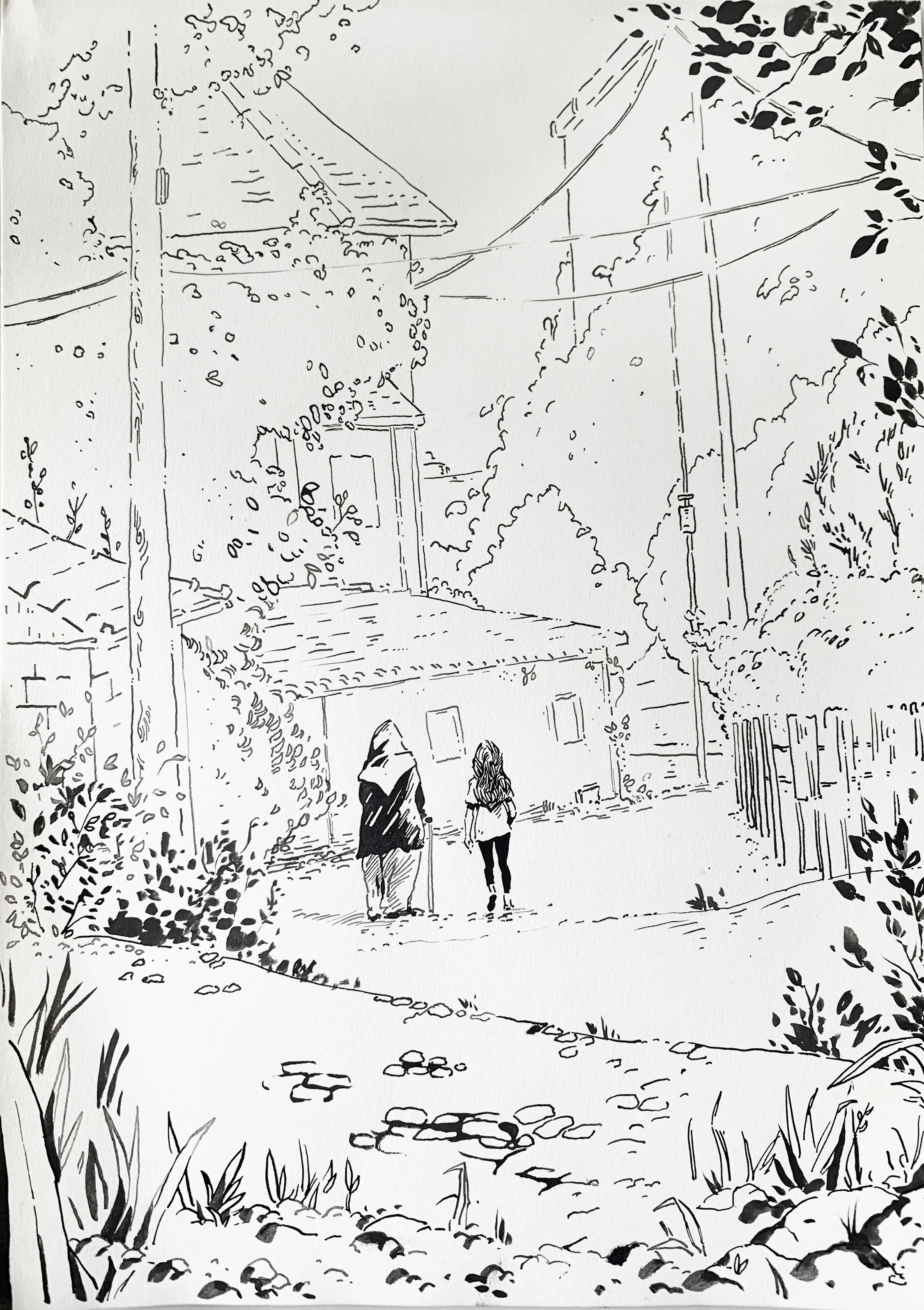 dessiner sur une feuille A4 à l’encre de chine