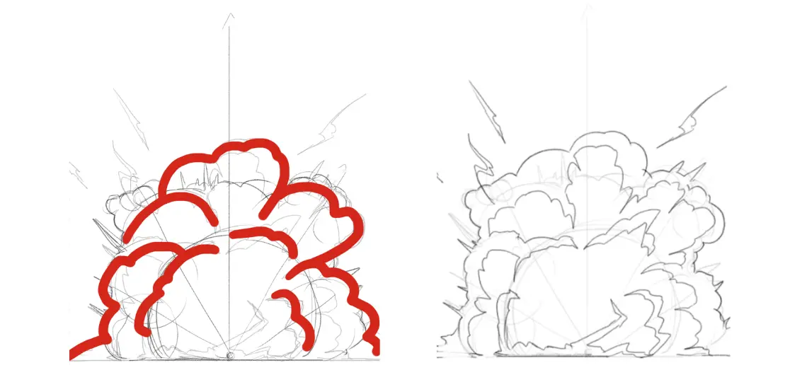 dessiner la forme d’une explosion
