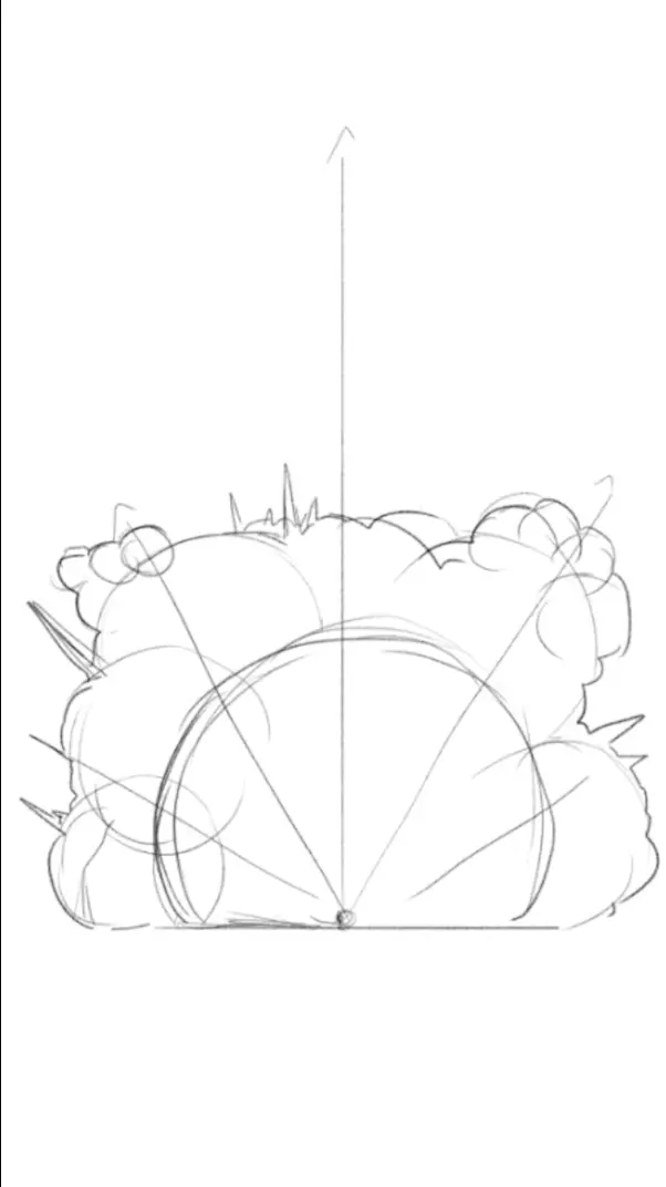 dessiner la silhouette d’une explosion